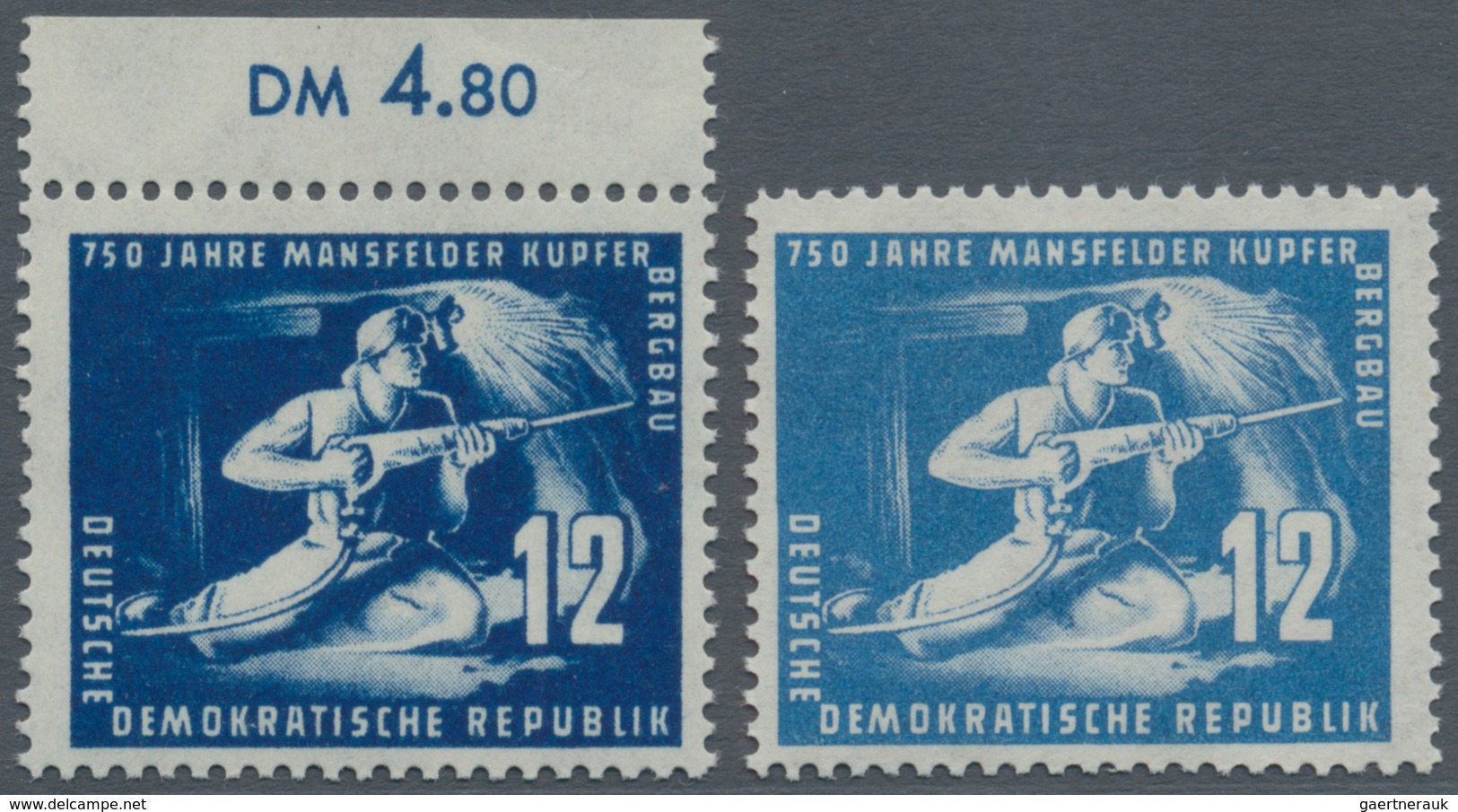 20193 DDR: 1950, ''Mansfelder Kupferschieferbergbau'' 12 Pf In Den Farben Dunkelviolettultramarin Und Mittel - Other & Unclassified