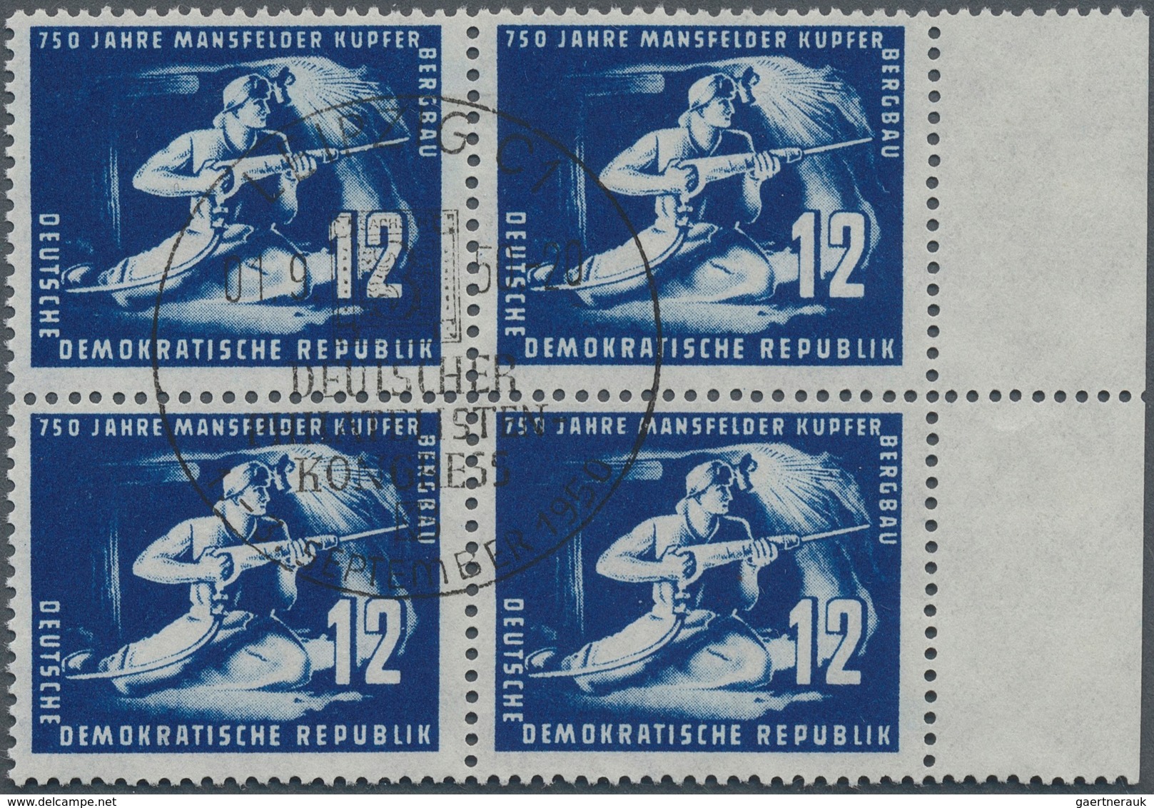 20194 DDR: 1950, 12 Pf. Mansfelder Kupferschieferbergbau In Der Seltenen Farbe Dunkelviolettultramarin, Im - Other & Unclassified