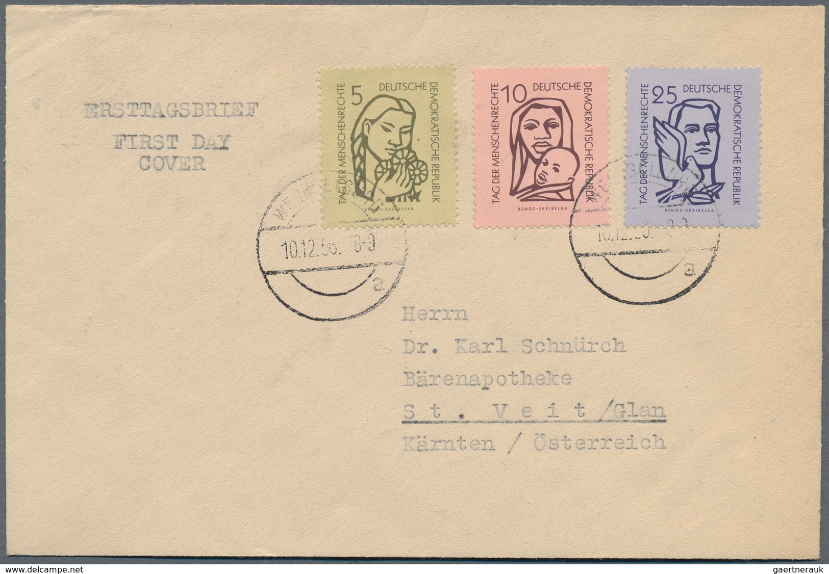 20197 DDR: 1951/1962. Lot mit 6 FDC, dabei 12 Pf Chinesen, Novemberrevolution (Matrosenstempel) und 3er-St