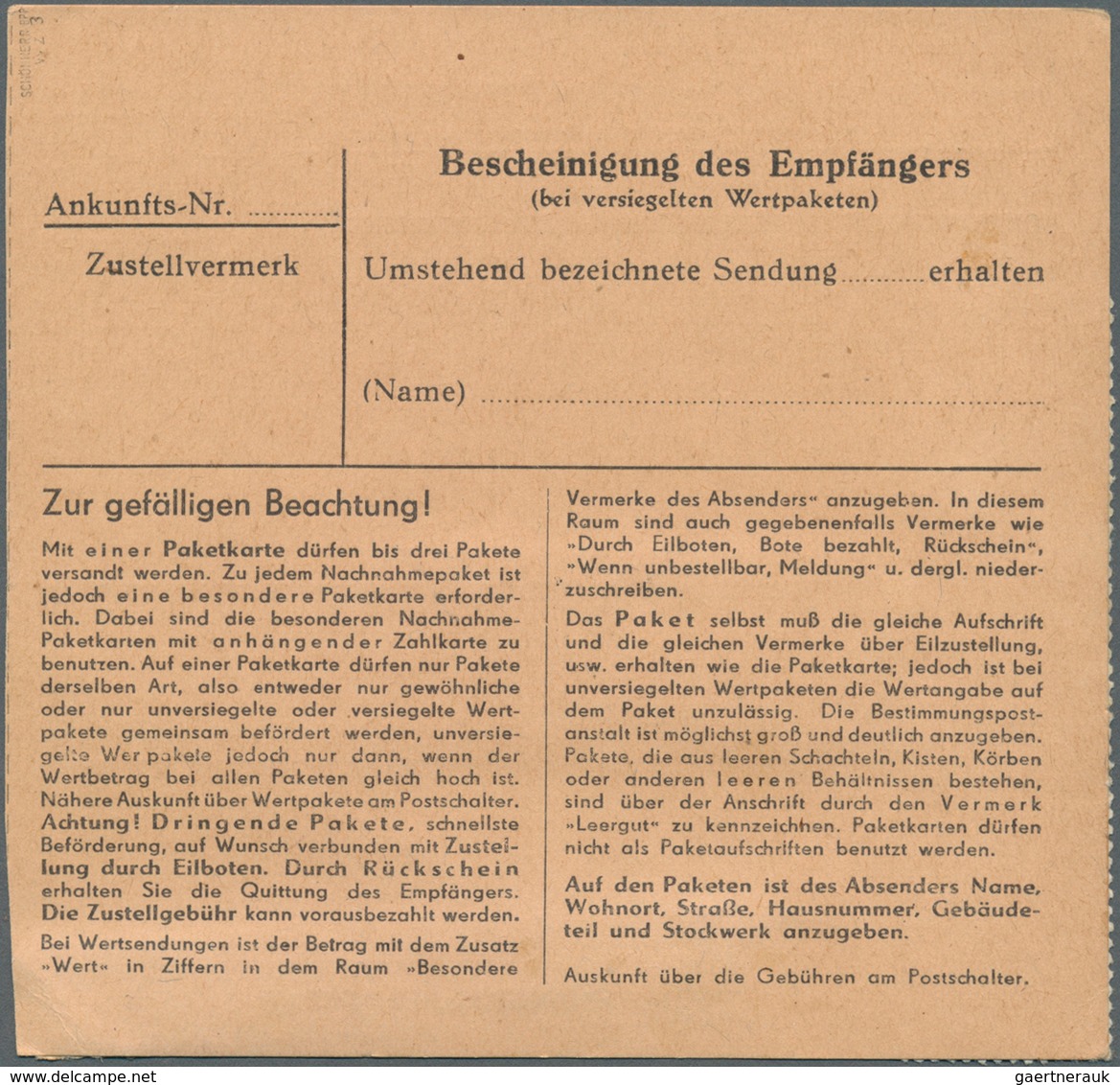 20208 DDR: 1952, 16 Pf Blaugrün Köpfe, 5 Stück Als Portogerechte MeF Auf Paketkarte Von Kleinau über Oster - Other & Unclassified