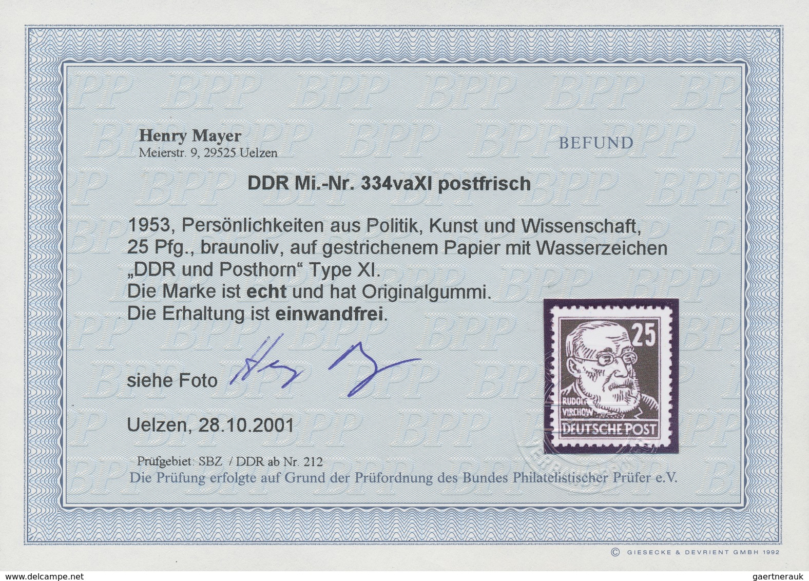 20212 DDR: 1953, 25 Pfg. Virchow Und 30 Pfg. Engels, Zwei Postfrische Werte, Unsigniert. Fotobefund Mayer - Other & Unclassified