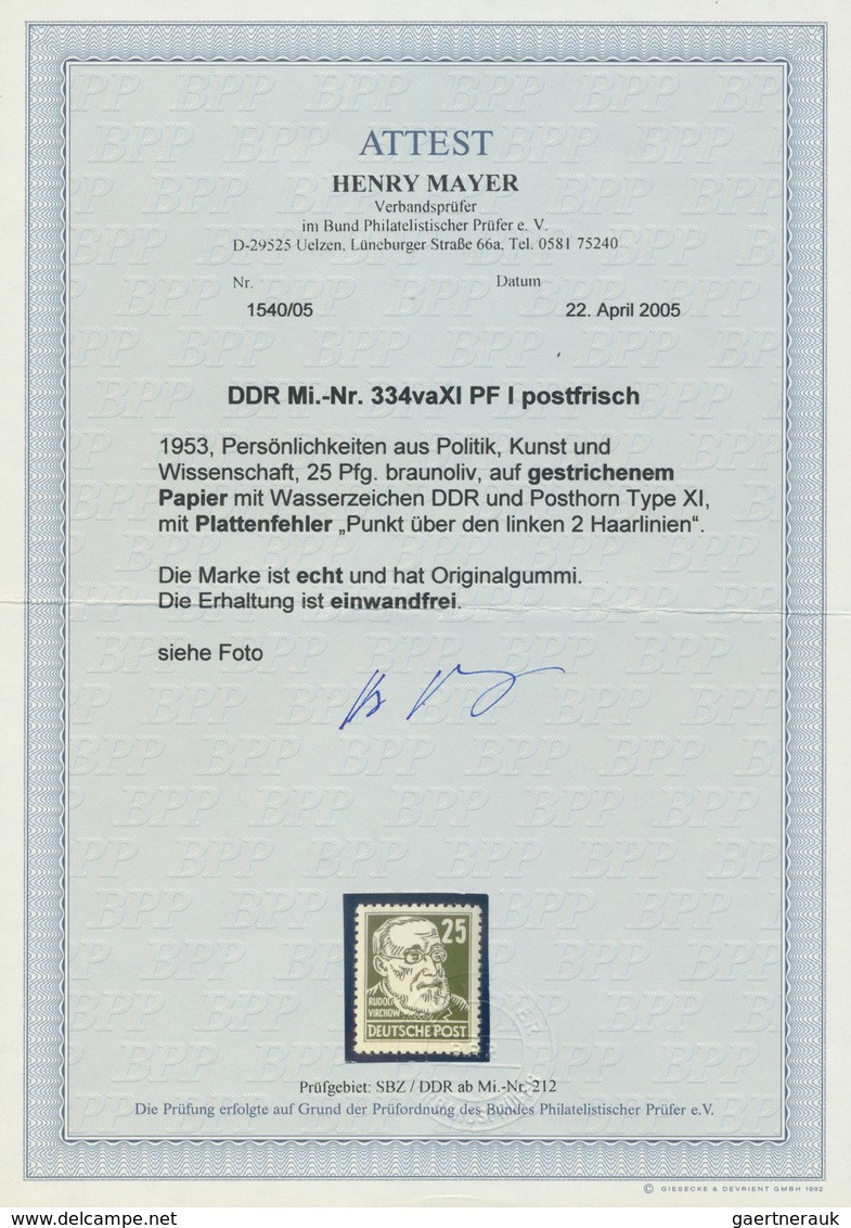 20213 DDR: 1953, 25 Pfg. Köpfe II Mit WZ X I, Tadellos Postfrisch Mit Dem Plattenfehler "Punkt Unter Den L - Other & Unclassified