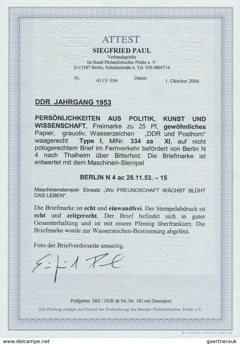 20219 DDR: 1952, 25 Pf Grauoliv Köpfe, Einzelfrankatur Auf Um 1 Pfennig überfrankiertem Brief Von BERLIN N - Other & Unclassified