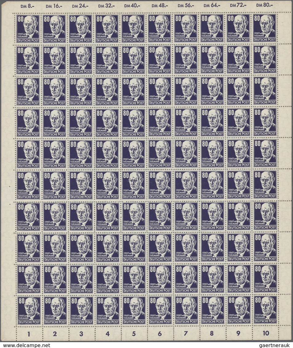 20221 DDR: 1953, 80 Pfg. Thälmann Dunkellilaultramarin Auf Gestrichenem Und Gewöhnlichem Papier, Jeweils Z - Other & Unclassified