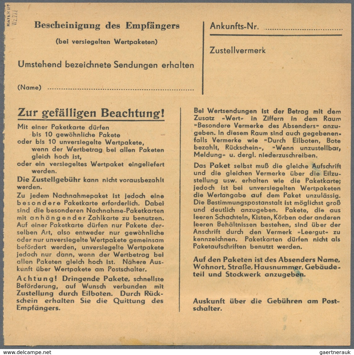 20227 DDR: 1953, 80 Pf Dkl'rosarot Köpfe, Partie Mit 3 Paketkarten, Dabei Einzelfrankatur Auf PK Von Henni - Other & Unclassified
