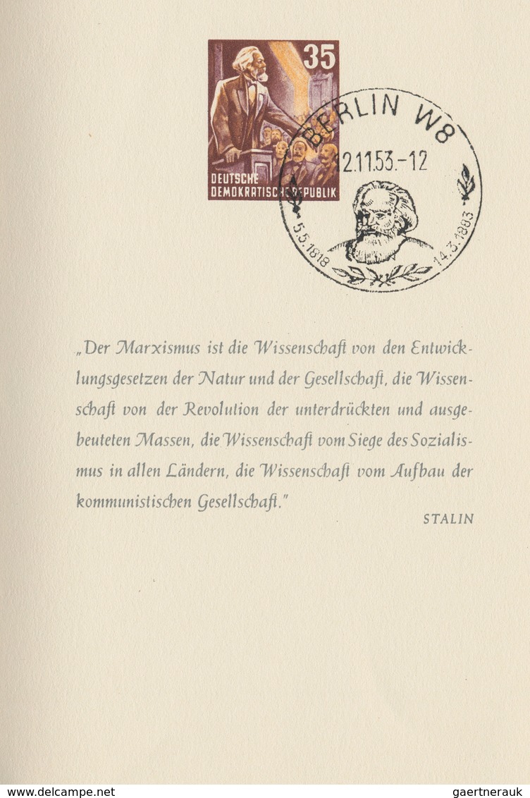 20235 DDR: 1953, sog. ''Karl-Marx-Büchlein'', 1 mal ungestempelt und 1 mal sondergestempelt in guter Erhaltu