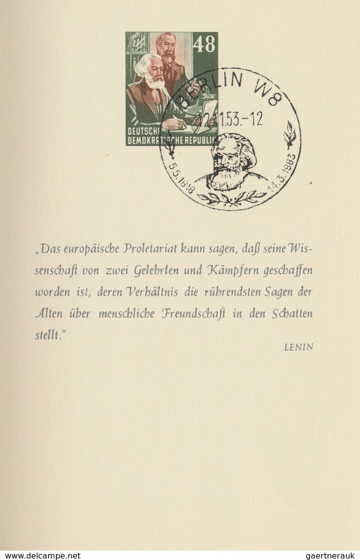 20235 DDR: 1953, sog. ''Karl-Marx-Büchlein'', 1 mal ungestempelt und 1 mal sondergestempelt in guter Erhaltu