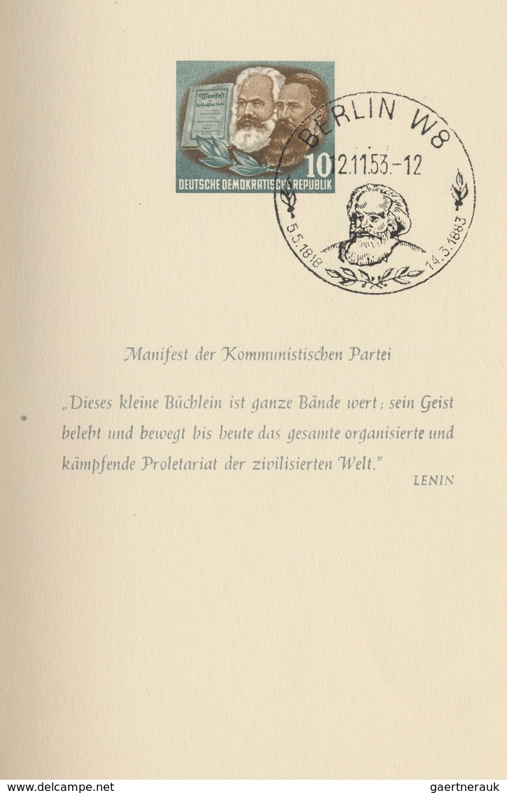 20235 DDR: 1953, sog. ''Karl-Marx-Büchlein'', 1 mal ungestempelt und 1 mal sondergestempelt in guter Erhaltu