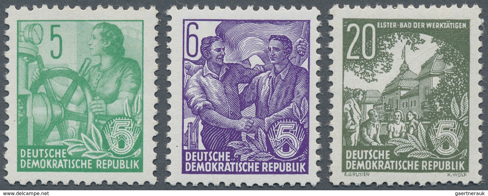 20239 DDR: 1953, Fünfjahrplan, Drei Postfrische Werte, Unsigniert. Befunde/Attest Paul BPP "einwandfrei". - Other & Unclassified