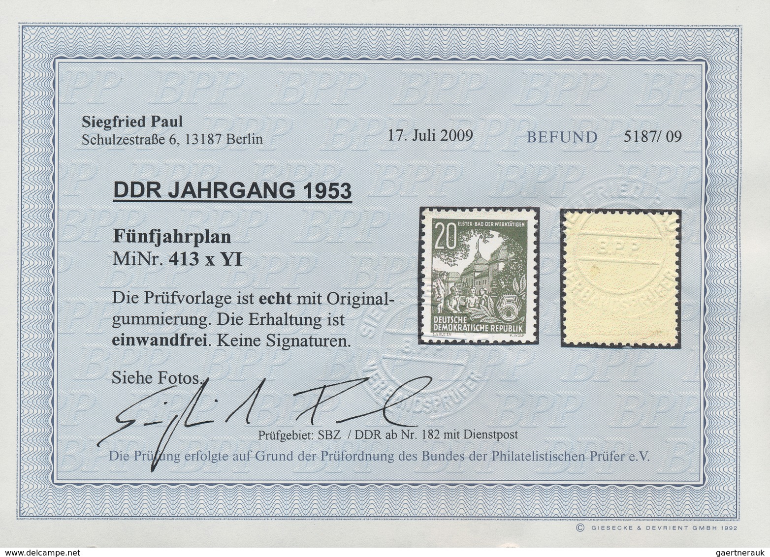 20239 DDR: 1953, Fünfjahrplan, Drei Postfrische Werte, Unsigniert. Befunde/Attest Paul BPP "einwandfrei". - Other & Unclassified