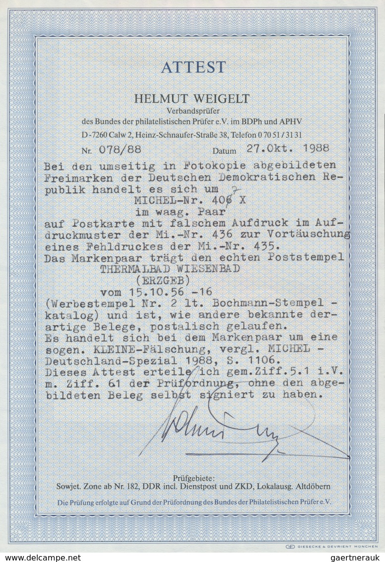 20249 DDR: 1953, Freimarke Fünfjahresplan 6 Pf Mit Aufdruck Einer Schwarzen '5', Sog. "Kleine"-Fälschung Z - Other & Unclassified