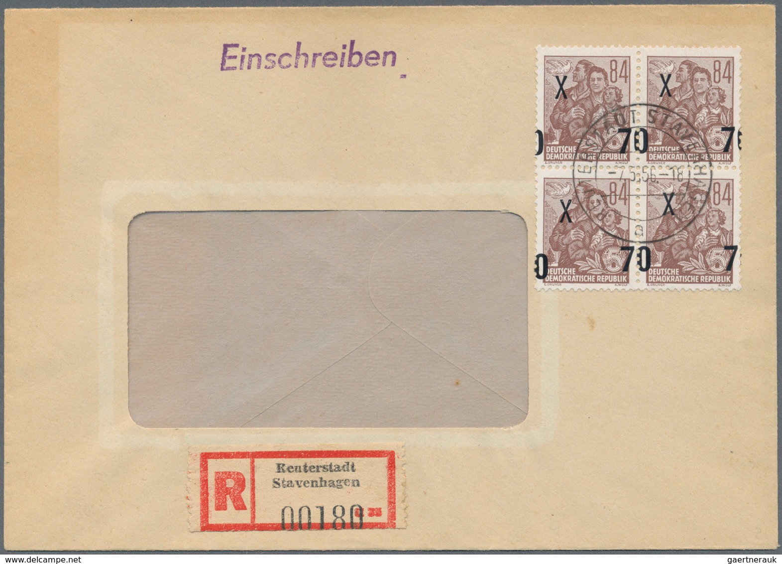 20254 DDR: 1954, 4er-Block 70 Pf A. 84 Pf Siena, Dabei Jede Marke Mit Sehr Stark Verschobenem Wertaufdruck - Other & Unclassified