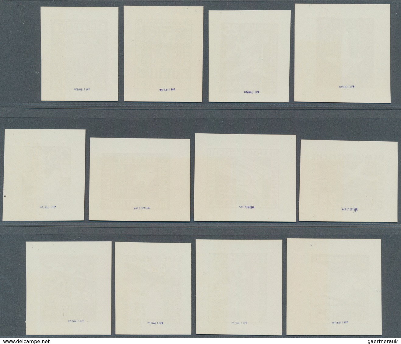 20264 DDR: 1956 (ca): 12 Verschiedene Essays Für Eine Geplante Flugpostserie Mit Bildern Aus Dem Flugwesen - Other & Unclassified