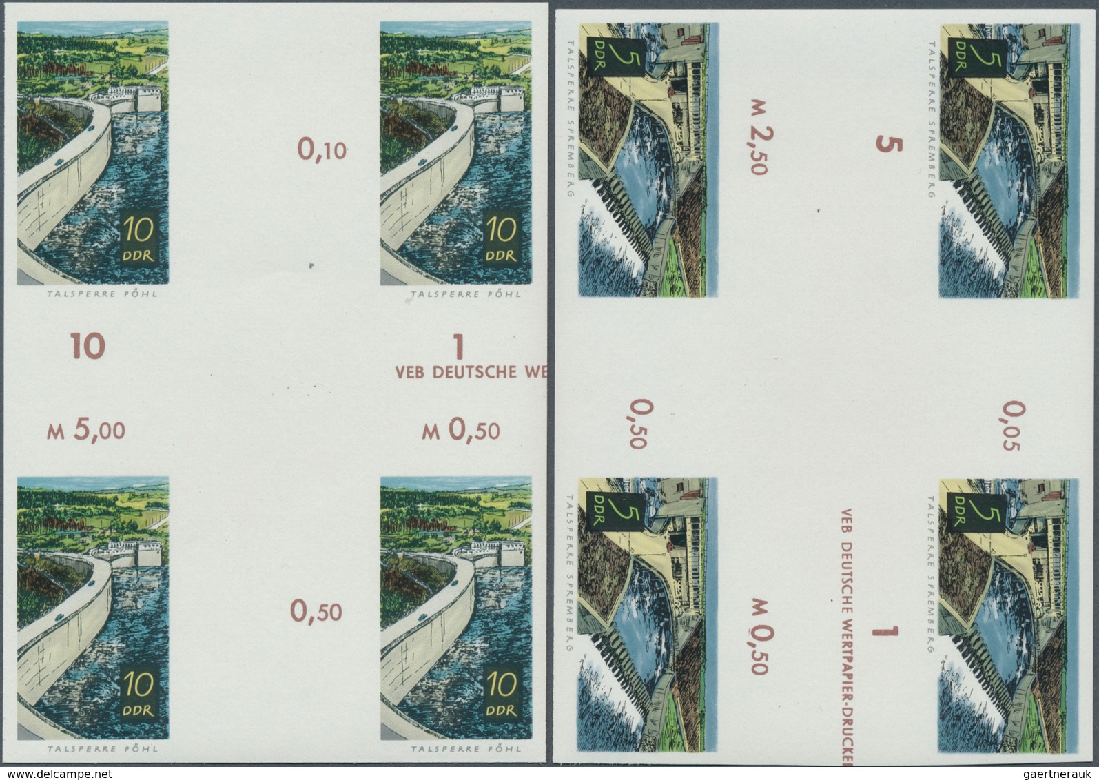 20303 DDR: Talsperren Ungezähnt In Originalfarben, 4 Werte Komplett Als Bogen-Herzstück. Reiner Markenwert - Other & Unclassified