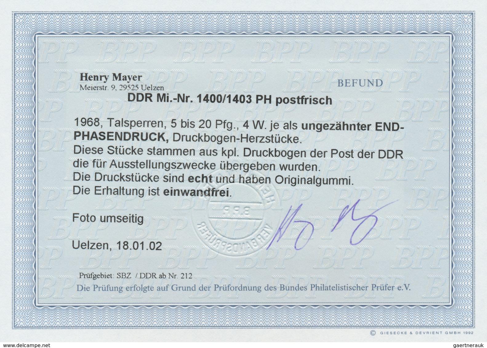 20303 DDR: Talsperren Ungezähnt In Originalfarben, 4 Werte Komplett Als Bogen-Herzstück. Reiner Markenwert - Other & Unclassified