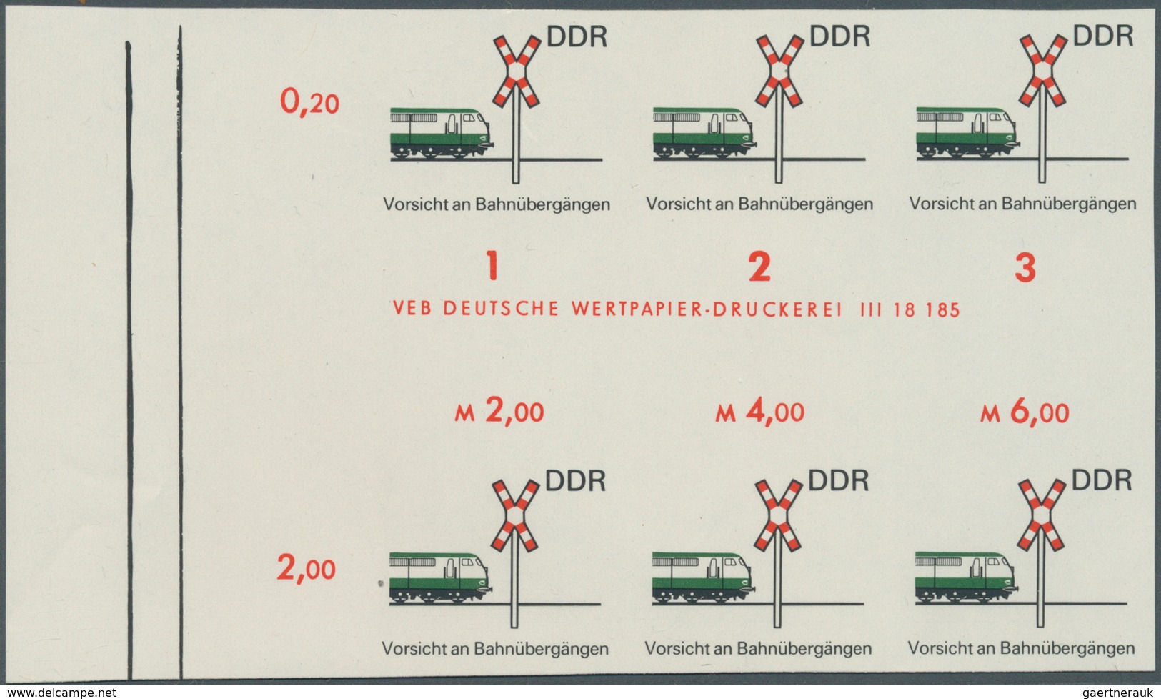 20313 DDR: 1969, Sicherheit im Straßenverkehr 20 Pf. 'Vorsicht an Bahnübergängen' in 7 verschiedenen ungez