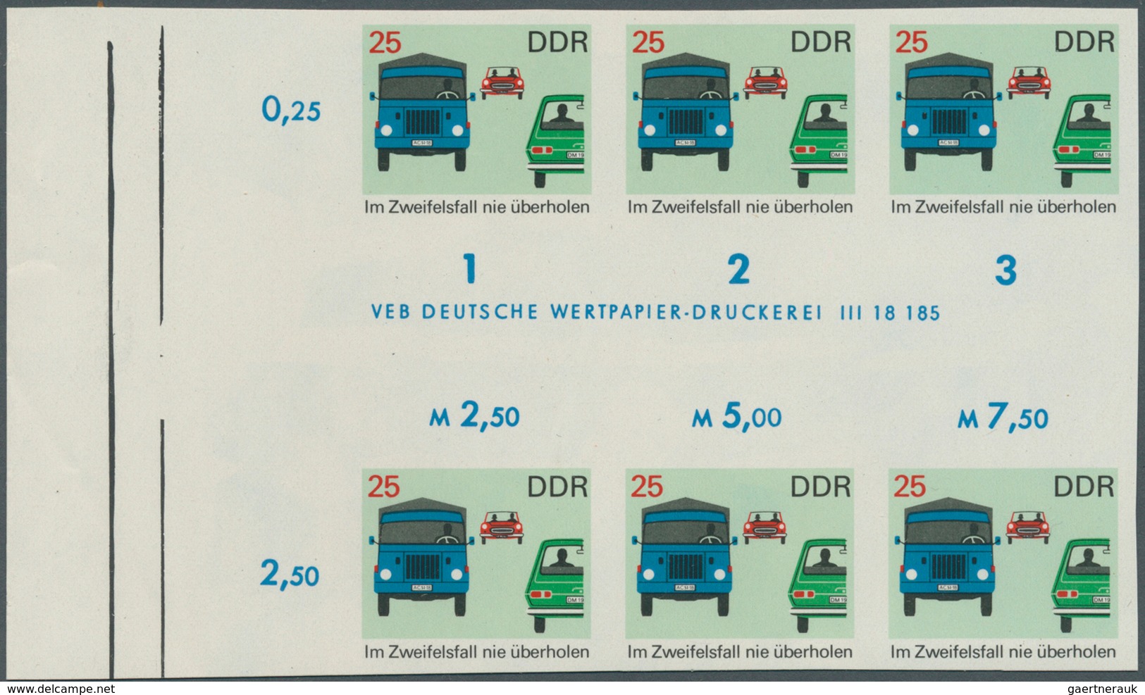 20314 DDR: 1969, Sicherheit Im Straßenverkehr 25 Pf. 'Im Zweifelsfall Nie überholen' In 5 Verschiedenen Un - Other & Unclassified