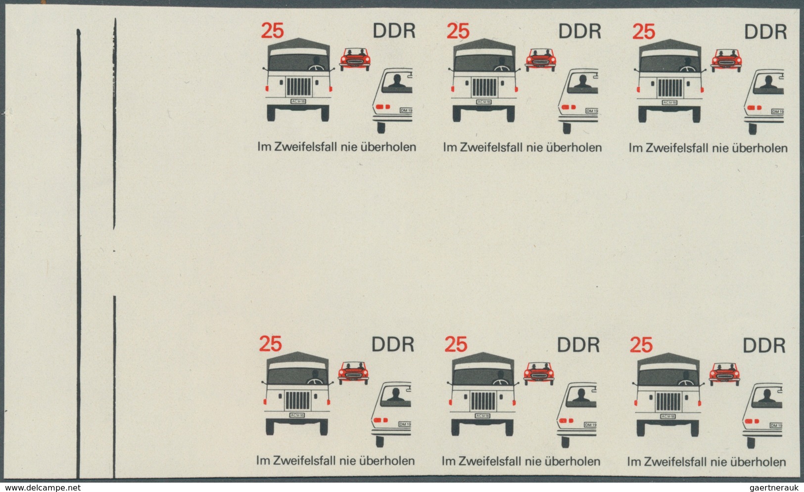 20314 DDR: 1969, Sicherheit im Straßenverkehr 25 Pf. 'Im Zweifelsfall nie überholen' in 5 verschiedenen un