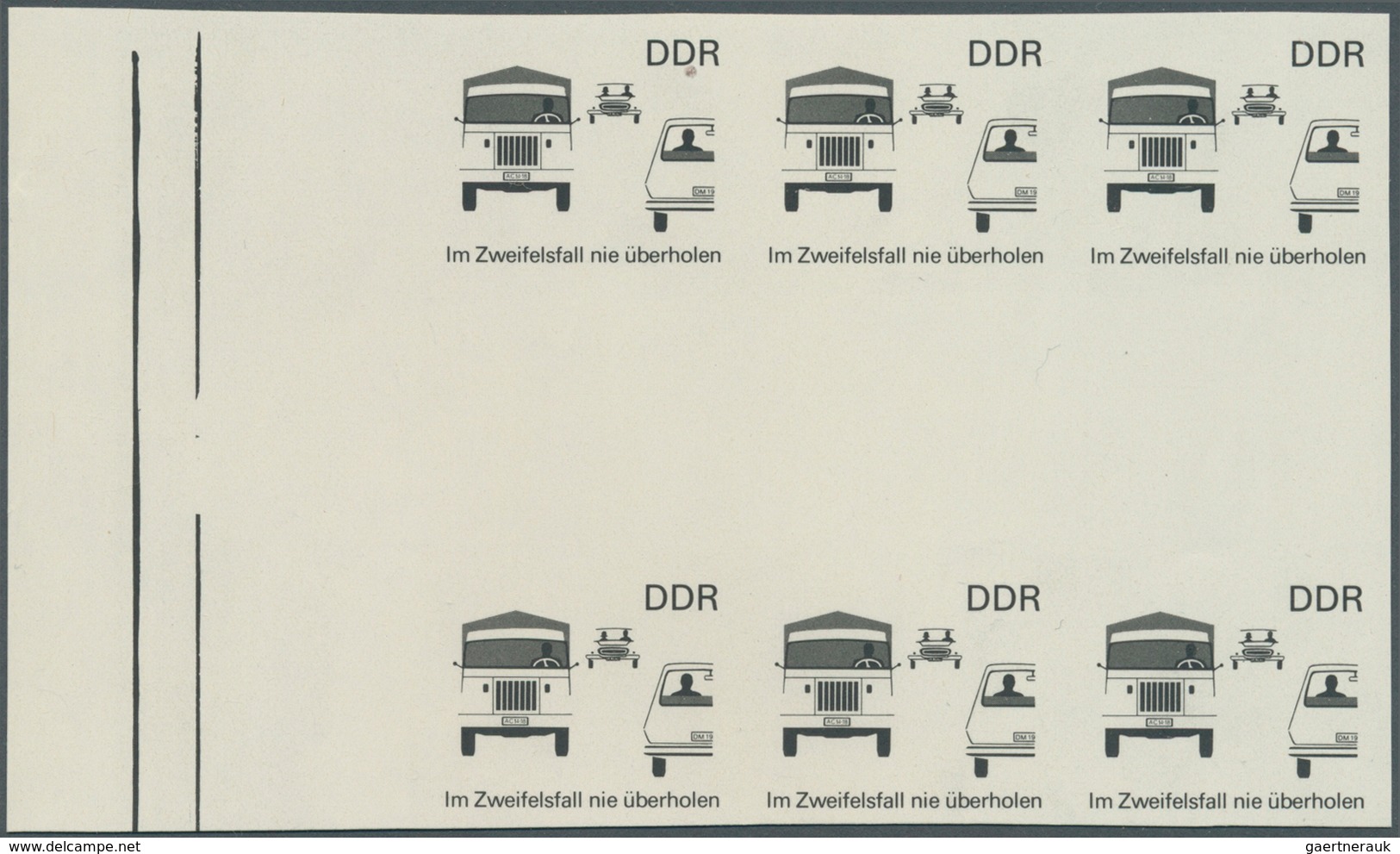 20314 DDR: 1969, Sicherheit im Straßenverkehr 25 Pf. 'Im Zweifelsfall nie überholen' in 5 verschiedenen un