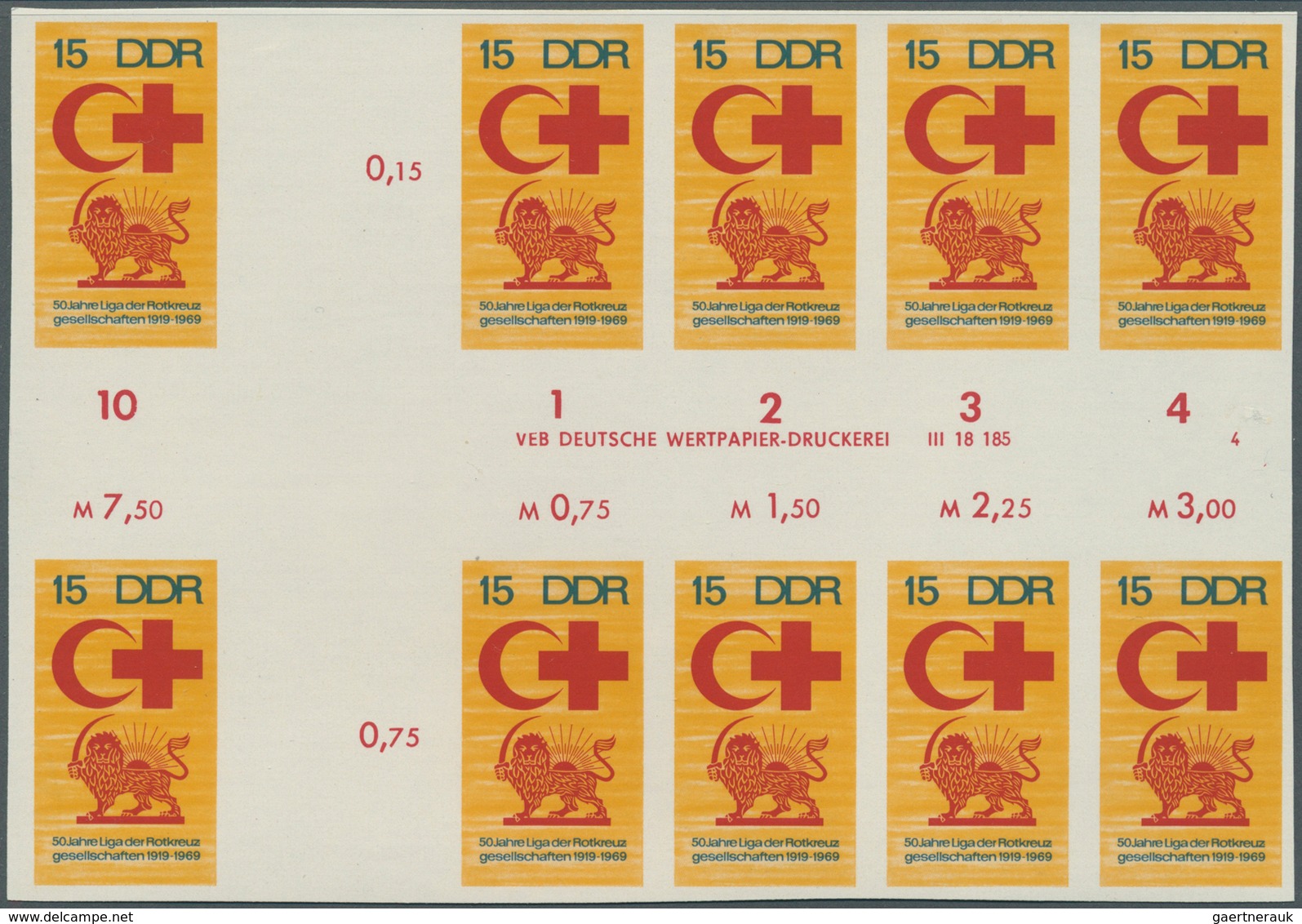 20320 DDR: 1969, 50 Jahre Liga Der Rotkreuzgesellschaften 15 Pf. 'Symbole Der Organisationen Roter Halbmon - Other & Unclassified