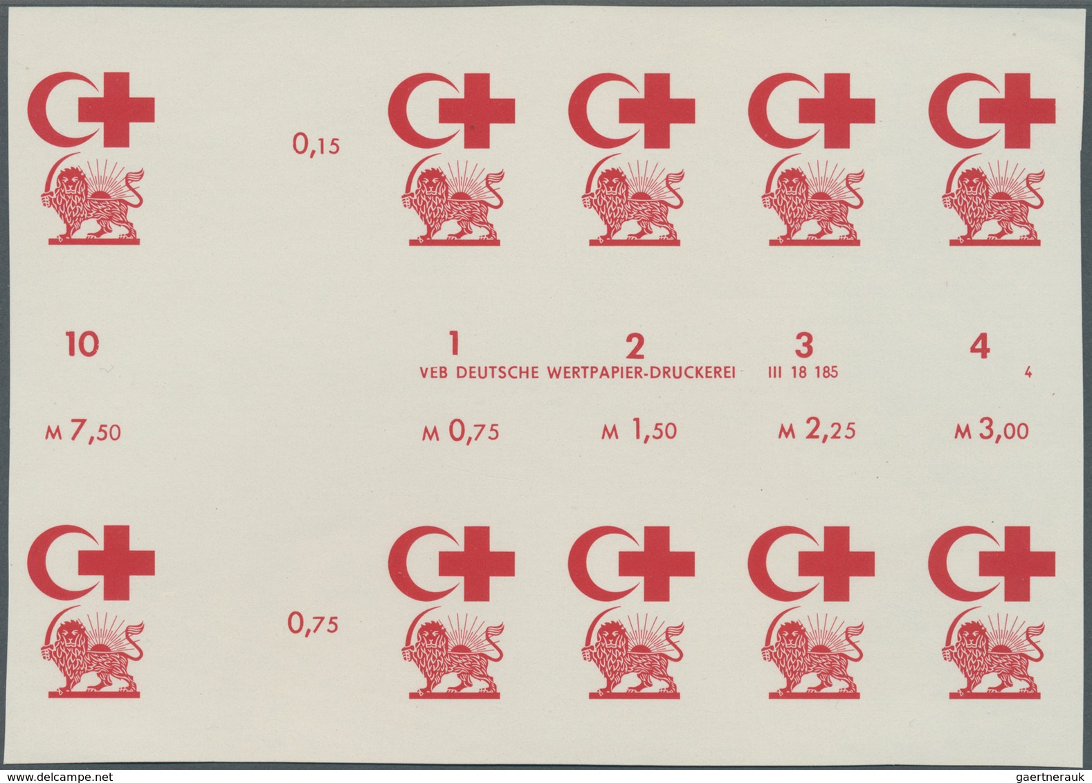 20320 DDR: 1969, 50 Jahre Liga der Rotkreuzgesellschaften 15 Pf. 'Symbole der Organisationen Roter Halbmon