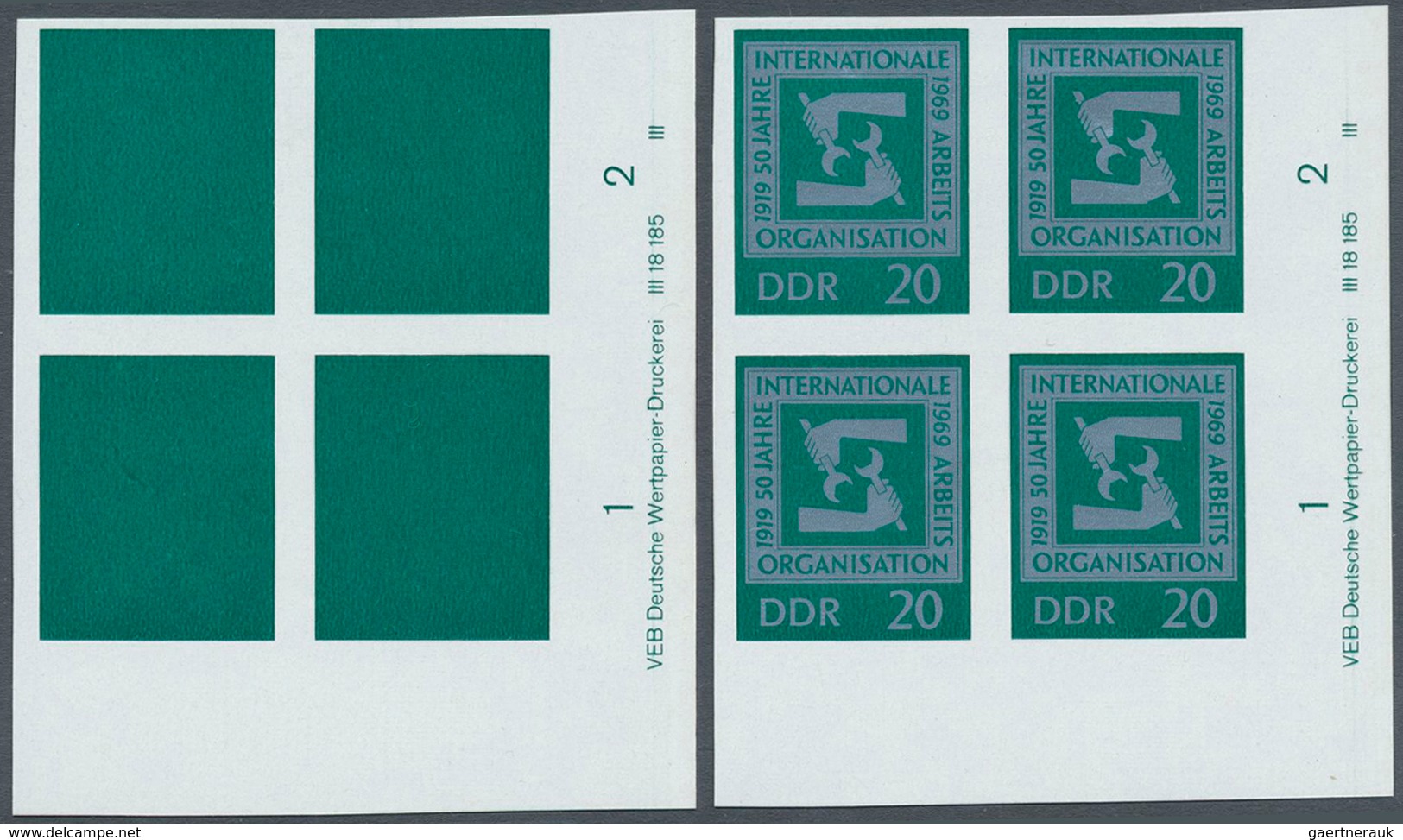 20334 DDR: 1969, 50 Jahre Internationale Arbeitsorganisation 20 Pf. 'Emblem Der IAO' In 2 Verschiedenen Un - Other & Unclassified