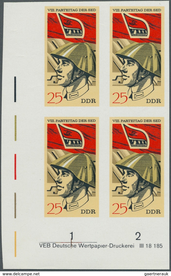 20352 DDR: 1971, Parteitag Der SED 25 Pf. 'Soldat Und Raketen' In 5 Verschiedenen Ungezähnten PHASENDRUCK- - Other & Unclassified