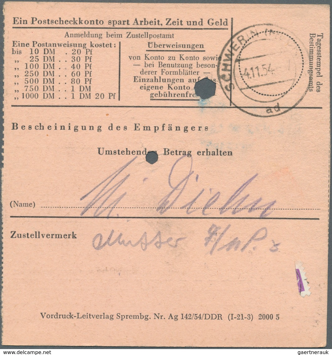 20367 DDR - Dienstmarken A (Verwaltungspost B): 1954, 30 Pf Bräunlichrot, EF Auf Postanweisung über 15,40 - Other & Unclassified