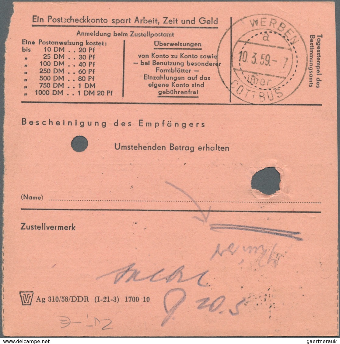 20368 DDR - Dienstmarken A (Verwaltungspost B): 1954, 30 Pf Bräunlichrot, Waager. Paar Als MeF Auf Postanw - Other & Unclassified