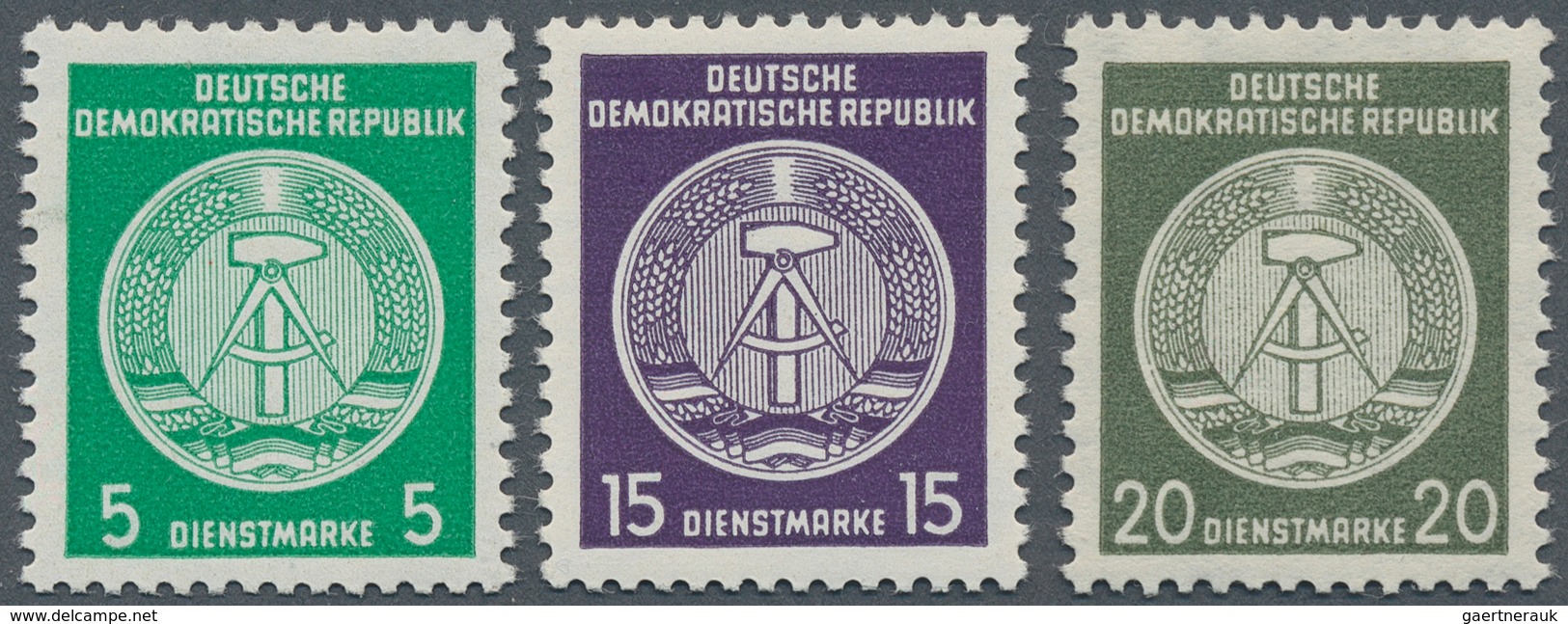 20374 DDR - Dienstmarken A (Verwaltungspost B): 1954/1956, 5 Pfg., 15 Pfg. Und 20 Pfg., Drei Postfrische W - Other & Unclassified