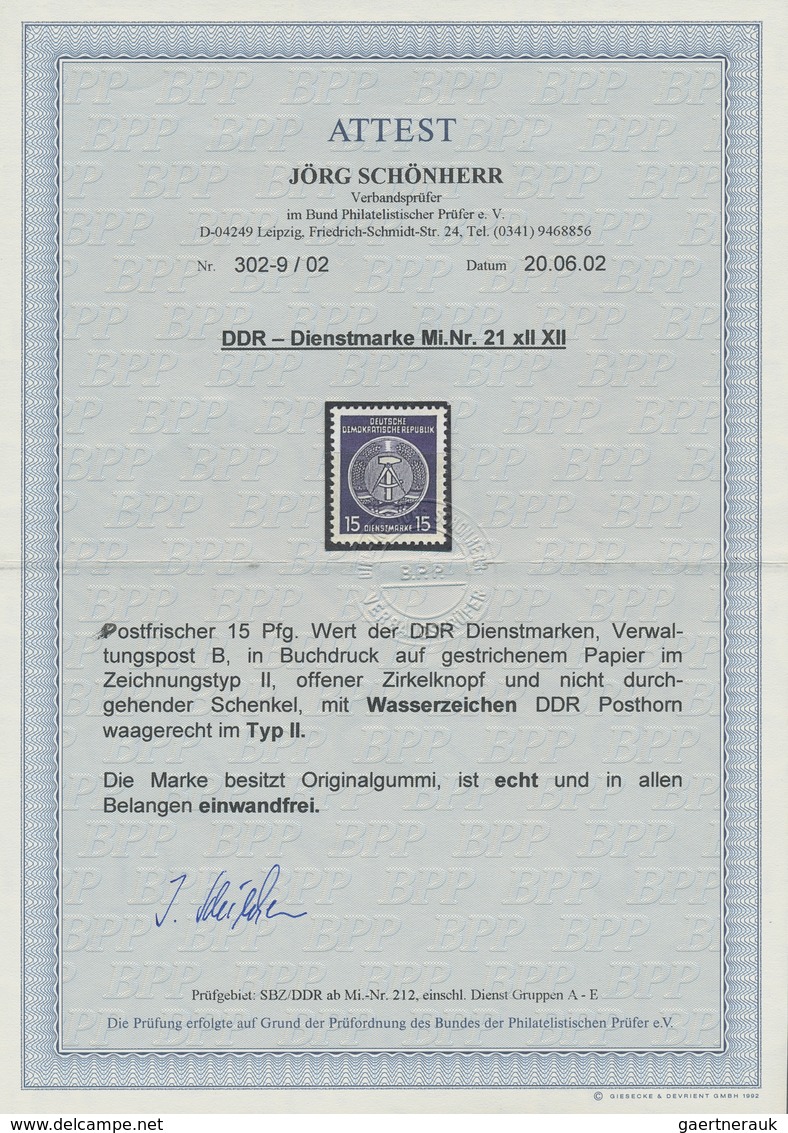 20374 DDR - Dienstmarken A (Verwaltungspost B): 1954/1956, 5 Pfg., 15 Pfg. Und 20 Pfg., Drei Postfrische W - Other & Unclassified