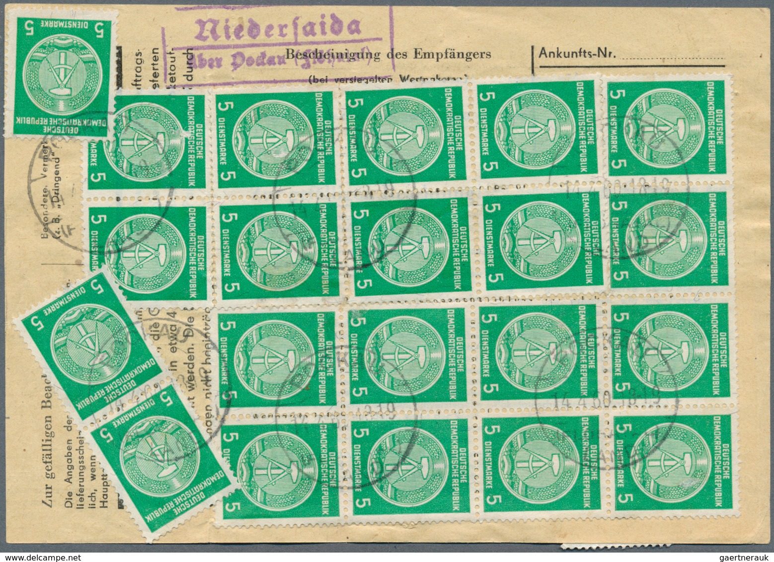 20384 DDR - Dienstmarken A (Verwaltungspost B): 1957, 5 Pf Smaragdgrün, 24 Stück Als Portogerechte Massen- - Other & Unclassified