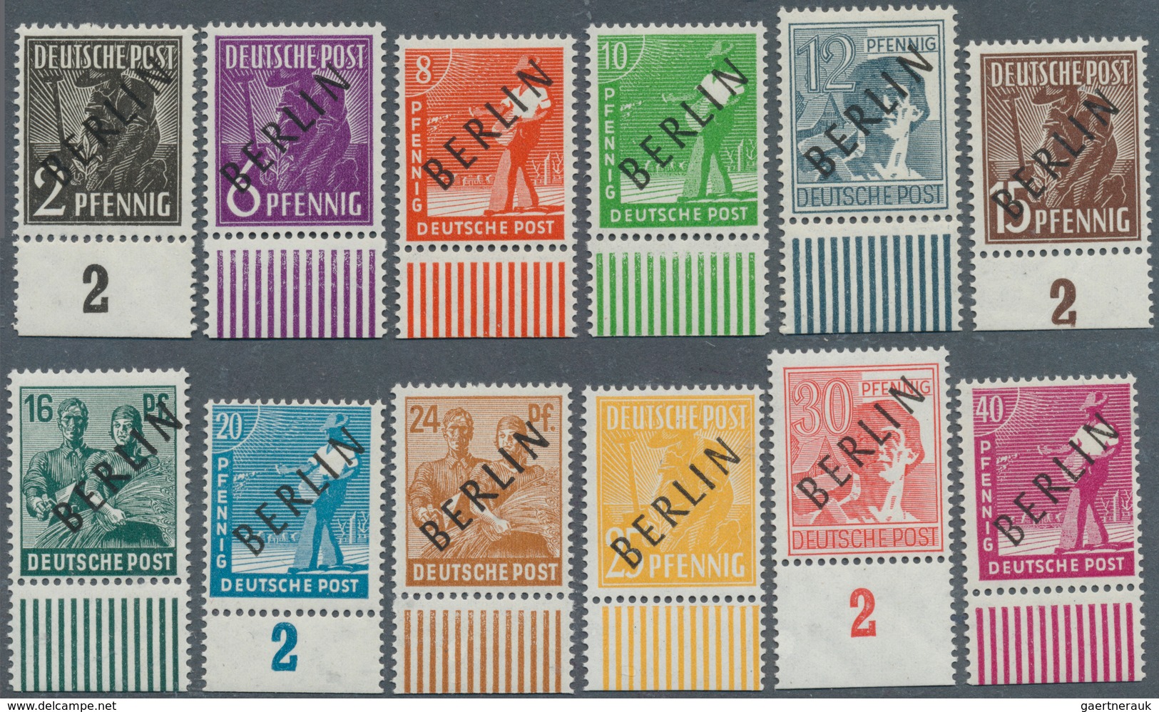 20504 Berlin: 1948, 2 Pfg. Bis 5 M. Schwarzaufdruck, Komplette Serie, Einheitlich Vom Platten. Bzw. Walzen - Other & Unclassified