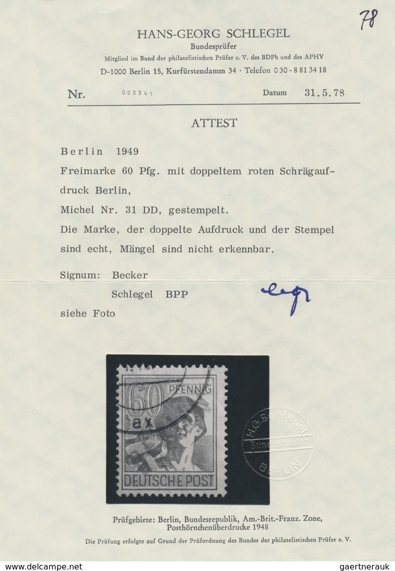 20527 Berlin: 1949, 60 Pfg. Rotaufdruck Mit Doppelaufdruck, Sauber Gestempelt, Pracht, Mehrfach Signiert U - Other & Unclassified