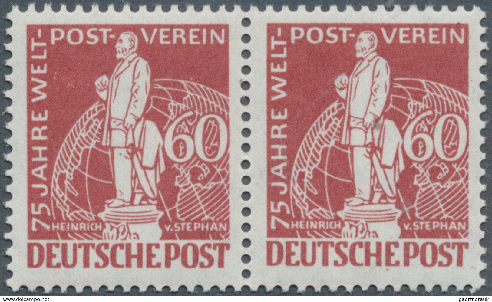 20540 Berlin: 1949, 60 Pfg. "Stephan", Postfrisches Luxus-Paar, Linke Marke Mit Dem Plattenfehler "Spitze - Sonstige & Ohne Zuordnung