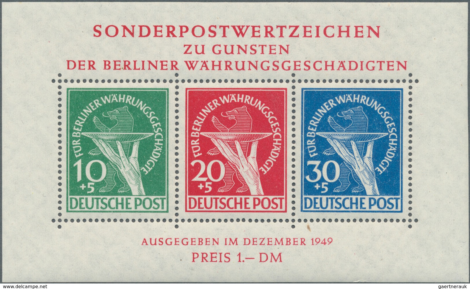 20553 Berlin: 1949, Währungsgeschädigten-Block Tadellos Postfrisch - Other & Unclassified