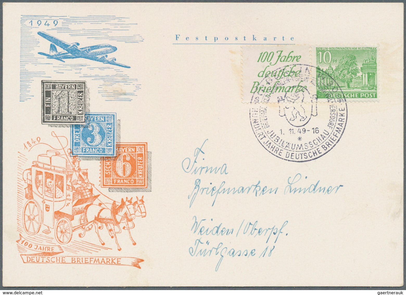 20597 Berlin - Zusammendrucke: 1949, Berliner Bauten, fünf FDC jeweils mit waagerechten Zusammendrucke "10