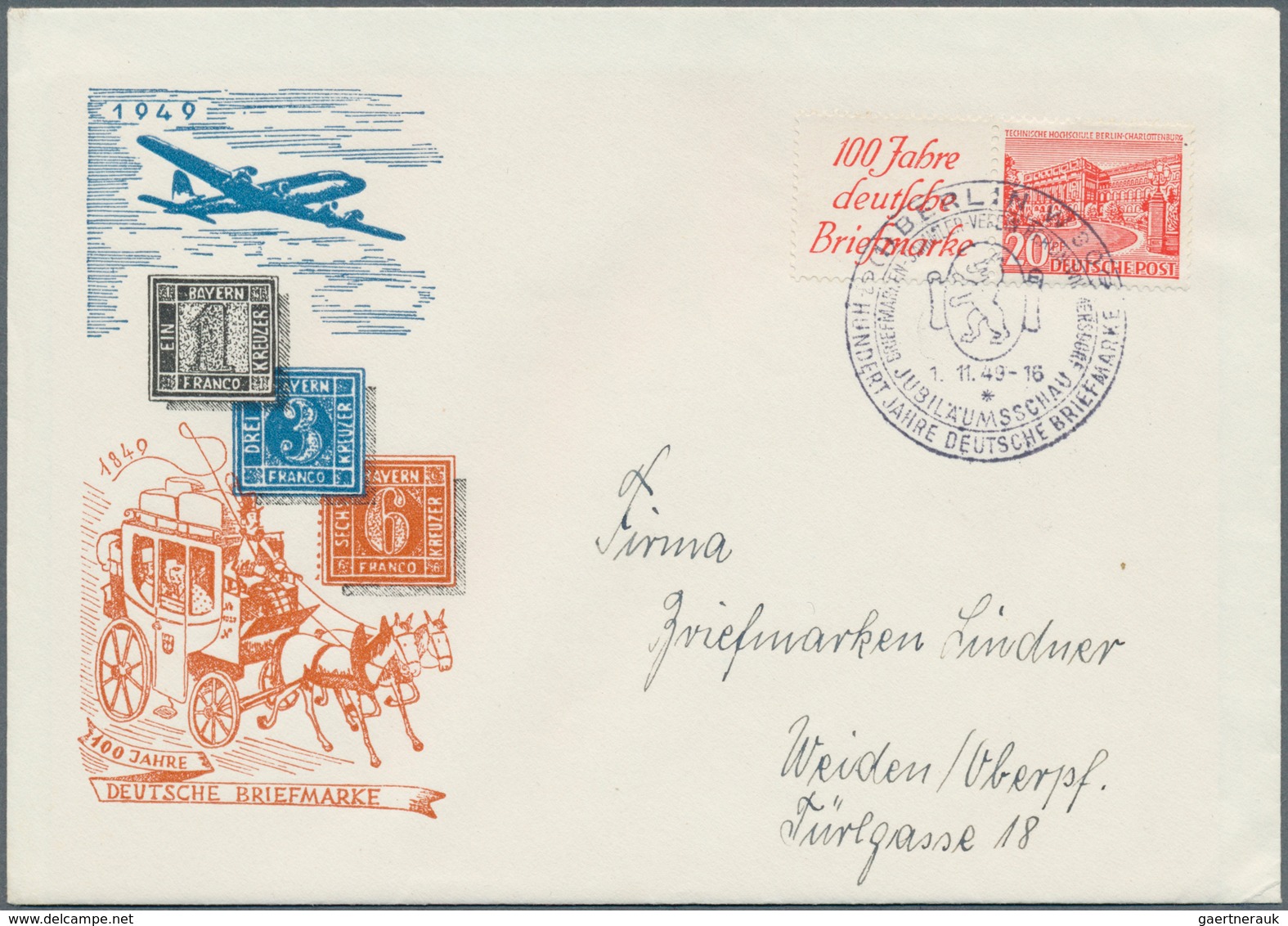 20597 Berlin - Zusammendrucke: 1949, Berliner Bauten, fünf FDC jeweils mit waagerechten Zusammendrucke "10