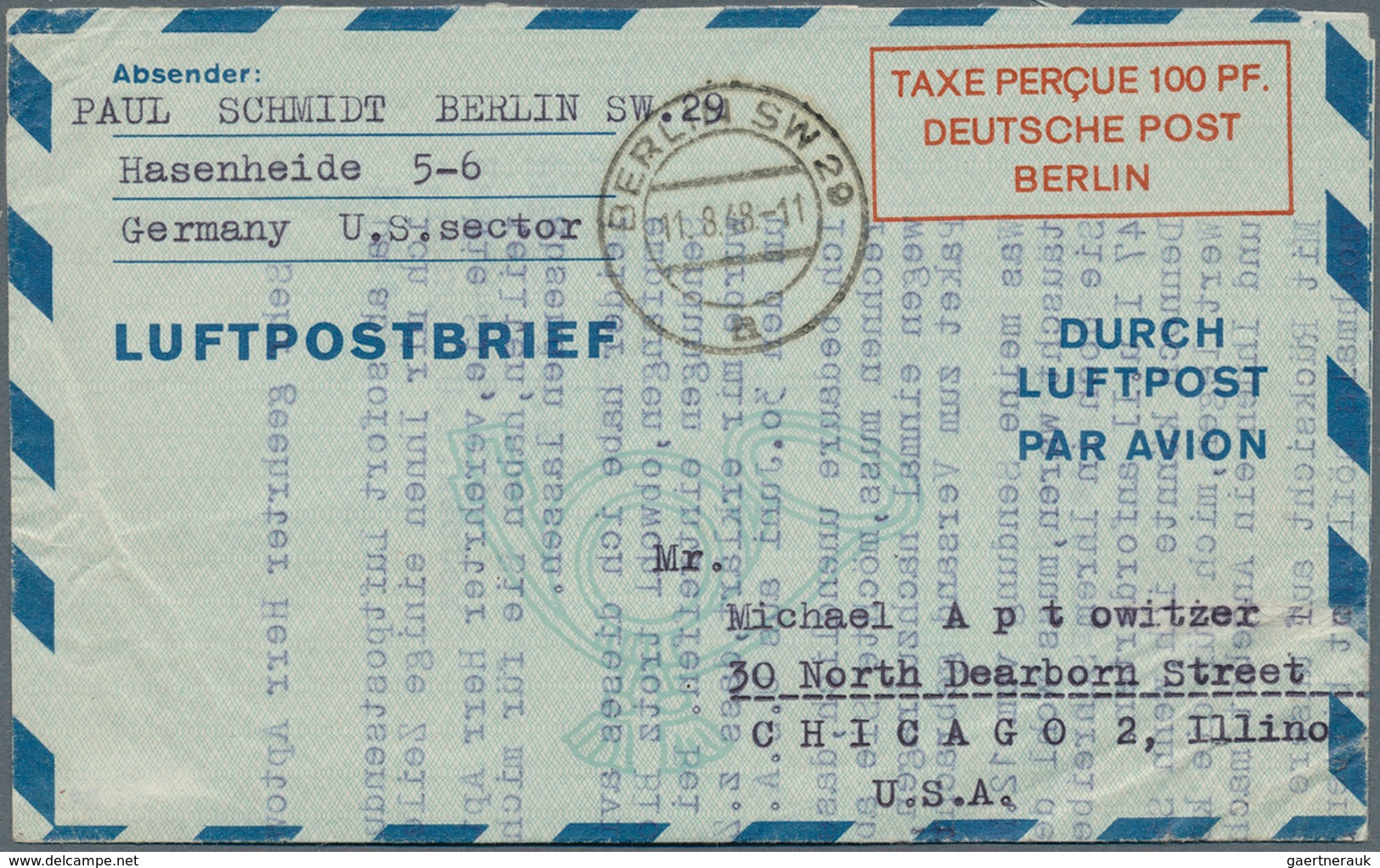 20600 Berlin - Ganzsachen: 1948: Luftpost-Faltbrief 100 Pfg Mit Voll Ausgezogenen Posthornlinien, Echt Gel - Sonstige & Ohne Zuordnung