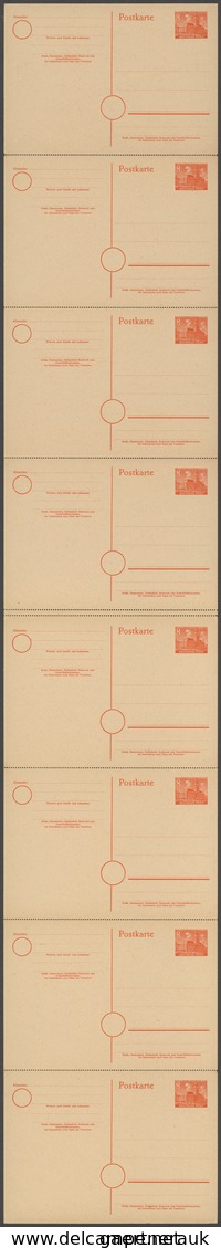 20605 Berlin - Ganzsachen: 1952. Postkarte 8 Pf Rotorange Rathaus Im Gezähnten, Senkrechten 8er-Streifen M - Sonstige & Ohne Zuordnung