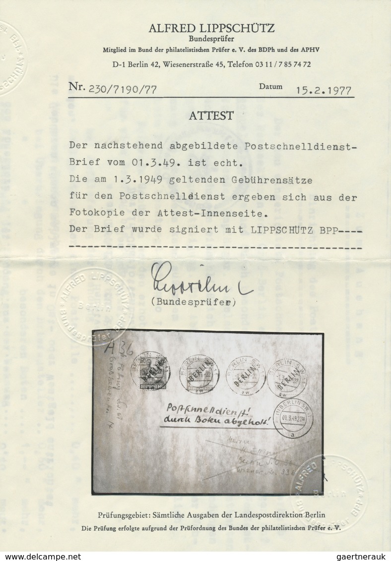 20618 Berlin - Postschnelldienst: 1949, Schnelldienstbrief Mit 25, 30, 40 Und 50 Pfennig SA Als Privater E - Lettres & Documents