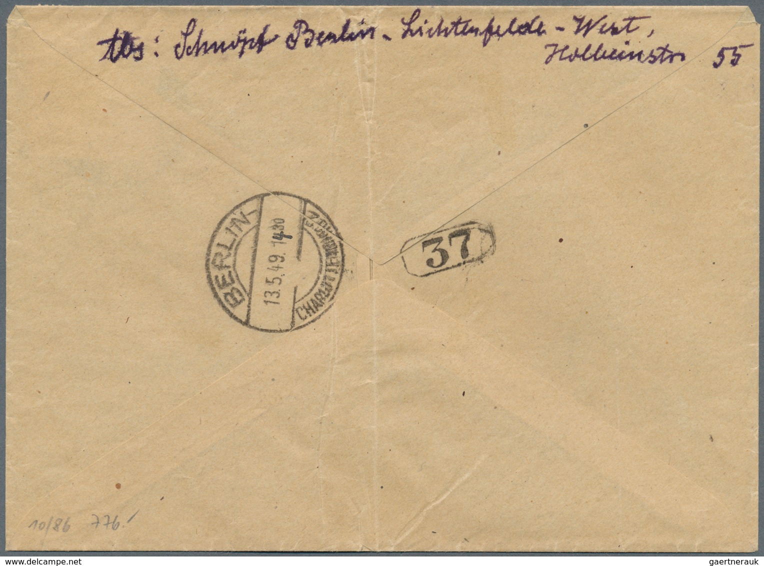 20626 Berlin - Postschnelldienst: 1949, Schnelldienstbrief Im Tarif I 1.- DM Mit 1.- DM Stephan Als EF Ab - Covers & Documents