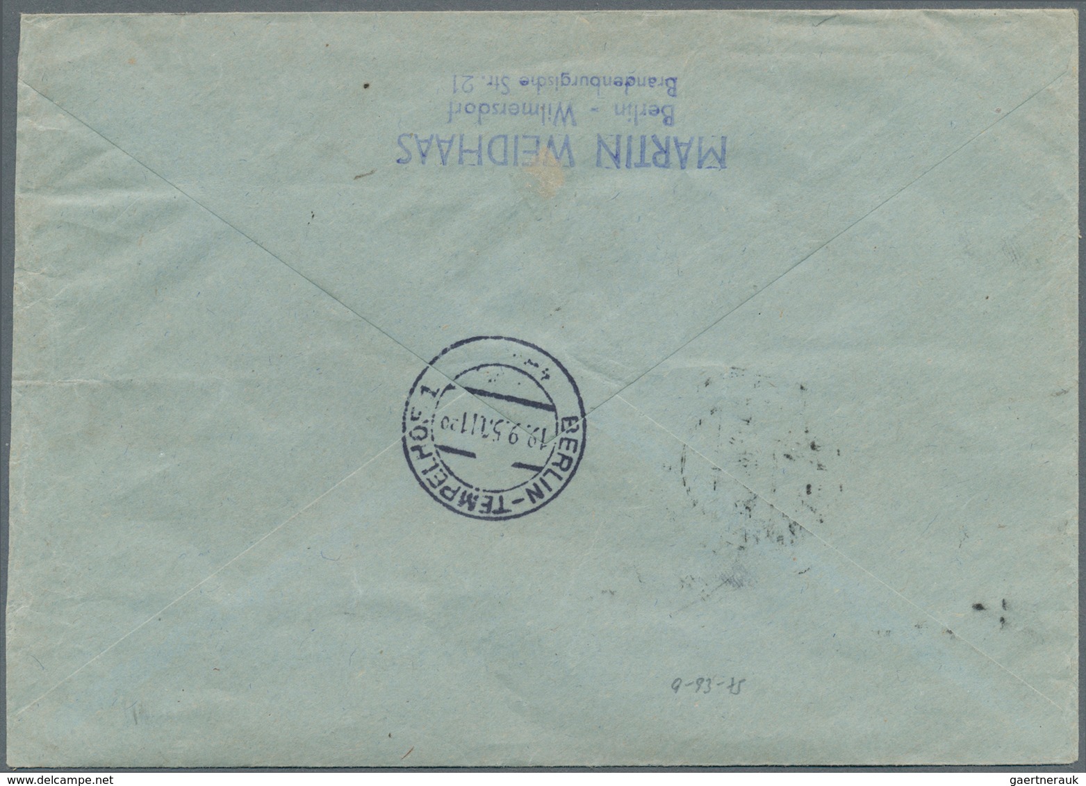 20628 Berlin - Postschnelldienst: 1950, Schnelldienstbrief 80 Pfennig Bauten I Als EF Ab Halensee 1 29.8.5 - Covers & Documents