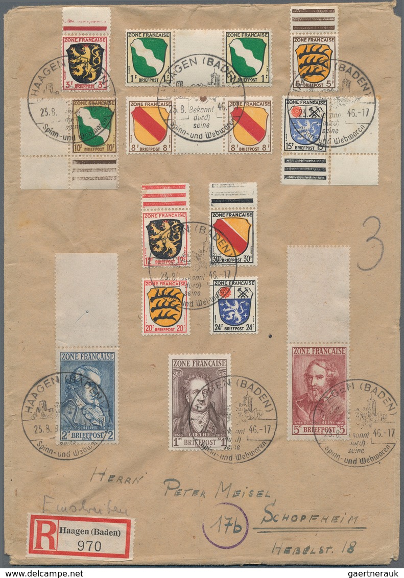 20642 Französische Zone - Allgemeine Ausgabe: 1945: Wappen Und Dichter, Kompletter Satz Mit 13 Werten Auf - Other & Unclassified
