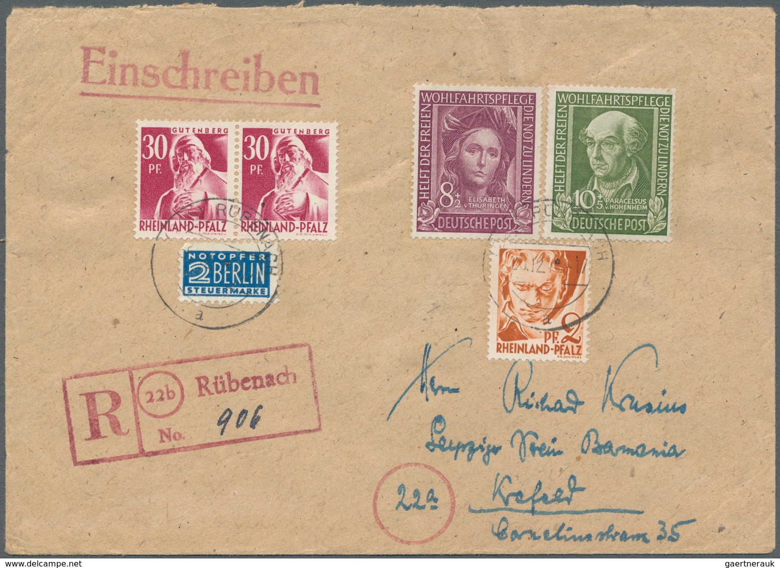 20667 Französische Zone - Rheinland Pfalz: 1949, 2 Pf Orange U. 2 X 30 Pf Magenta Zusammen Mit Bundesrepub - Other & Unclassified