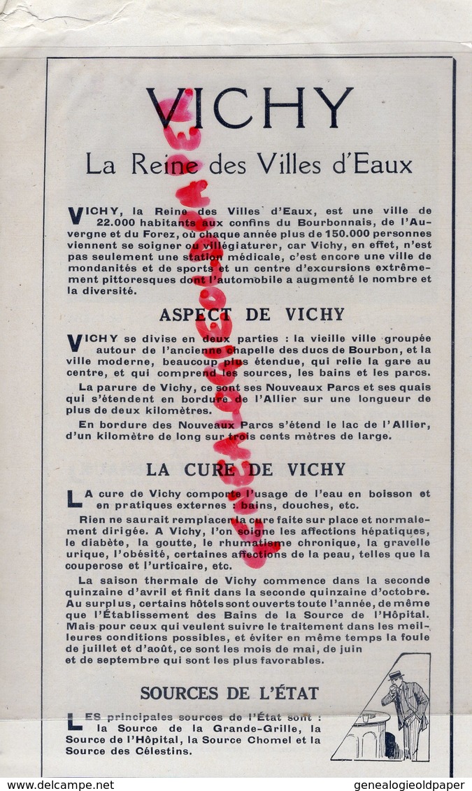 03- VICHY- RARE DEPLIANT TOURISTIQUE SYNDICAT INITIATIVE-EDITIONS MAYEUX  PARIS-SOURCE CELESTINS-SEVIGNE-LISTE MEDECIN - Dépliants Touristiques