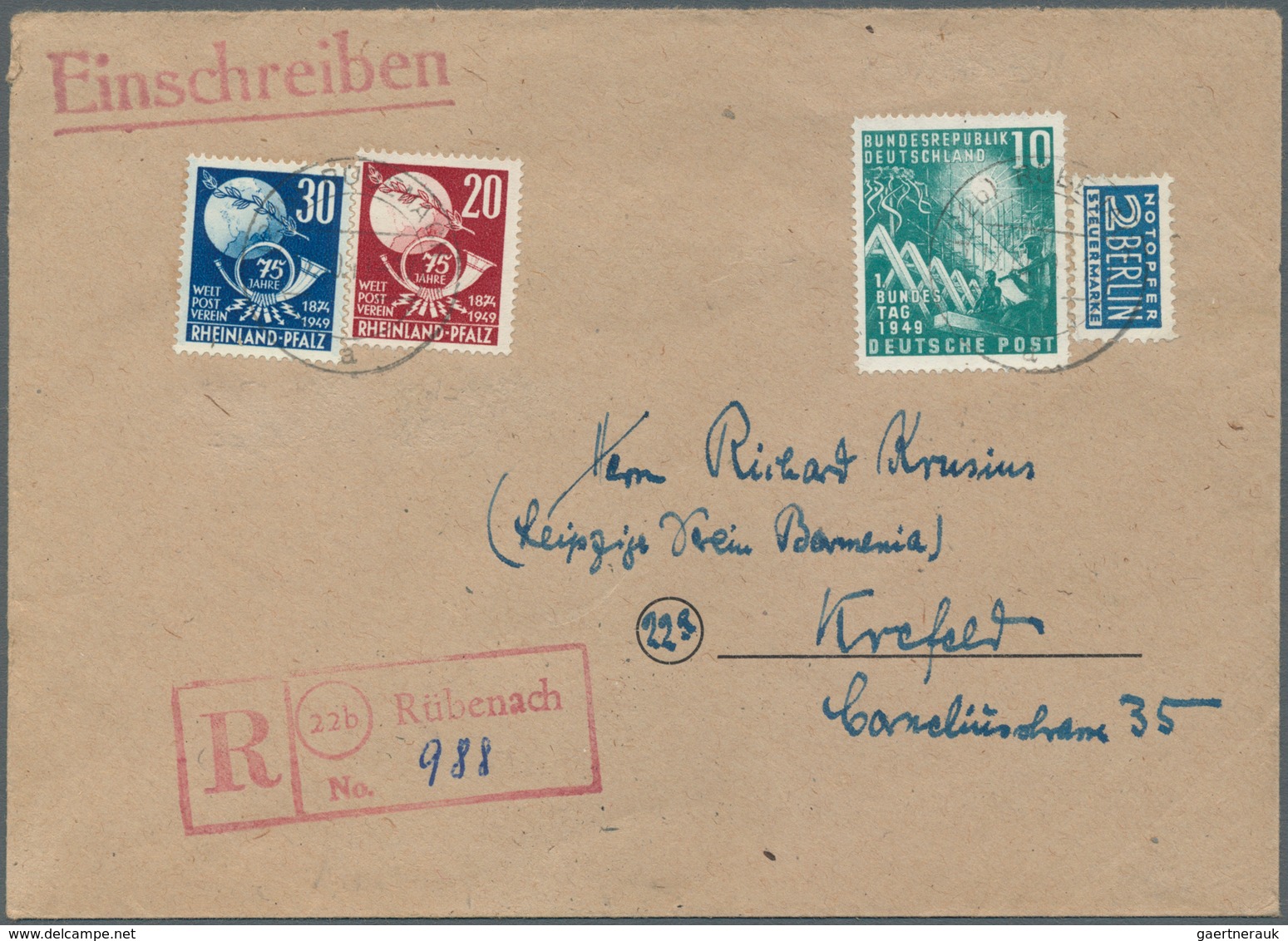 20676 Französische Zone - Rheinland Pfalz: 1949, 20 Pf U. 30 Pf Weltpostverein Zusammen Mit Bundesrepublik - Other & Unclassified