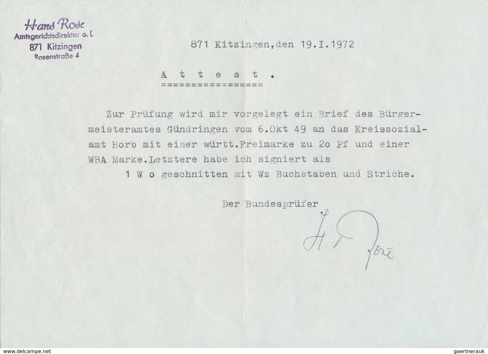 20679 Französische Zone - Württemberg - Wohnungsbau-Abgabe: 1949, Notopfer Berlin Geschnitten Mit Rotem Au - Other & Unclassified