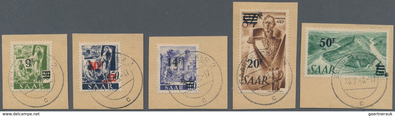 20686 Saarland (1947/56): 1948. SAAR I Als Kpl. URDRUCK-Satz (13 Werte). Einheitlich Gestempelt "Saarbrück - Unused Stamps