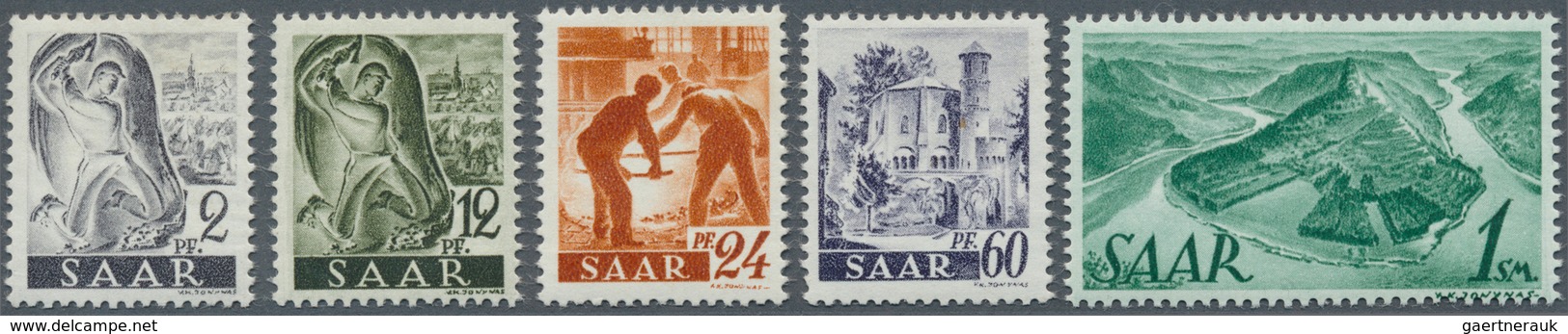 20689 Saarland (1947/56): 1946, Freimarken Neuauflage Ohne Aufdruck Einwandfrei Postfrisch, Dabei 226 II F - Unused Stamps